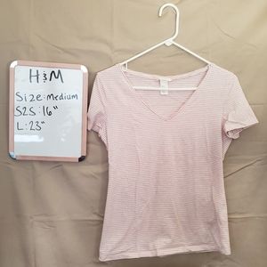 ☆SALE☆|H&M | White tee w/ coral stripes| sz M